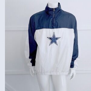 NFL Dallas Cowboys Windbreaker Mens XL Navy White Quarter Zip Pullover Jacket